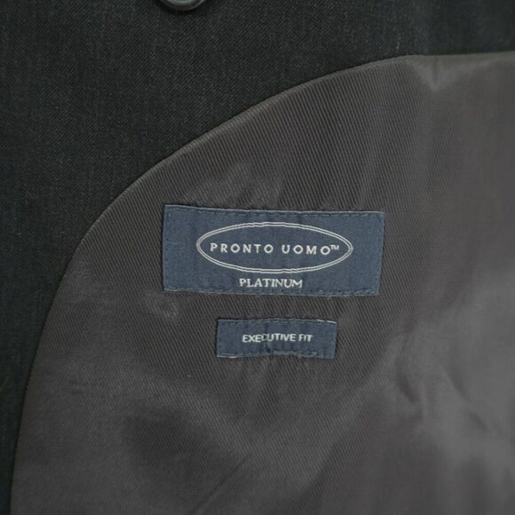 Pronto Uomo Platinum Executive Fit Wool Charcoal Gray Blazer 46L Tagged 48L - Picture 8 of 11